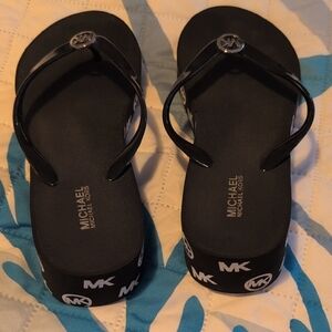 Michael Kors Black Logo Flip Flops